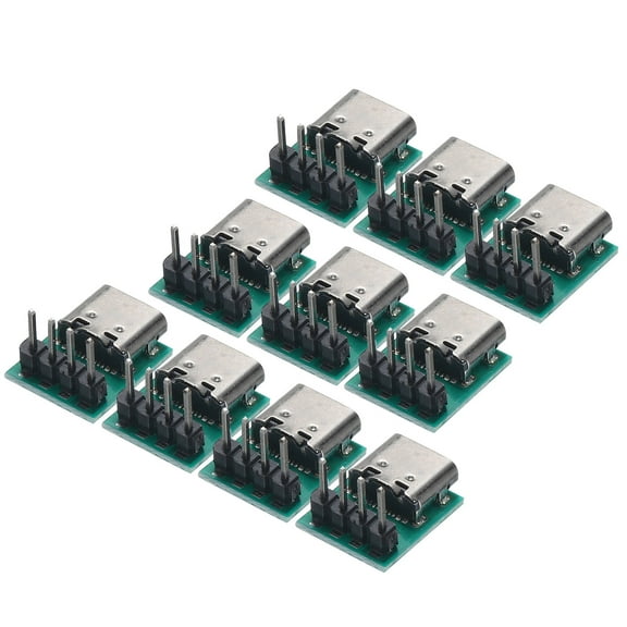 10Pcs USB3.1 Type C Female Test Board with 4Pin PCB Board with Straight Pin Header for DIY Electronic Products