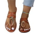 thumbnail image 3 of Womens Sandals Wide Width, Going Out Shoes for Women, Wide Width Sandals for Women, Women's Gold Flip Flops Summer Sandals 2026 Wedding Dressy Vacation Beach Open Toe Slides Shoes, Brown 8, 3 of 5