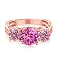 thumbnail image 2 of Gem Stone King 18K Rose Gold Plated Silver Pink Created Sapphire and Pink Lab Grown Diamond Engagement Ring for Women | 2.66 Cttw | Round 7MM | Gemstone September Birthstone | Size 9, 2 of 4