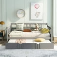 thumbnail image 2 of MODERNLUXE Full Size Daybed with Twin Trundle, Solid Wood Day Bed for Living Room, Bedroom,Gray, 2 of 8