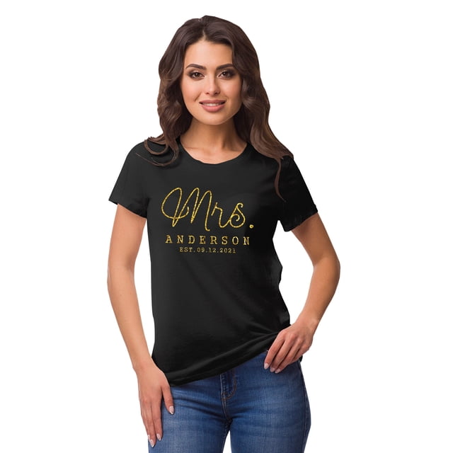 Inkdotpot Personalized Womens Tshirt Top Mrs WeddingAnnouncement Shirt-HL