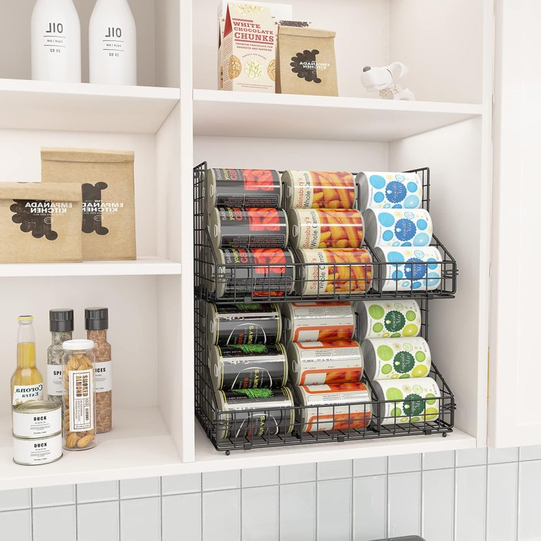 X-cosrack 2-Tier Stackable Can Rack Organizer, Food Storage Shelf
