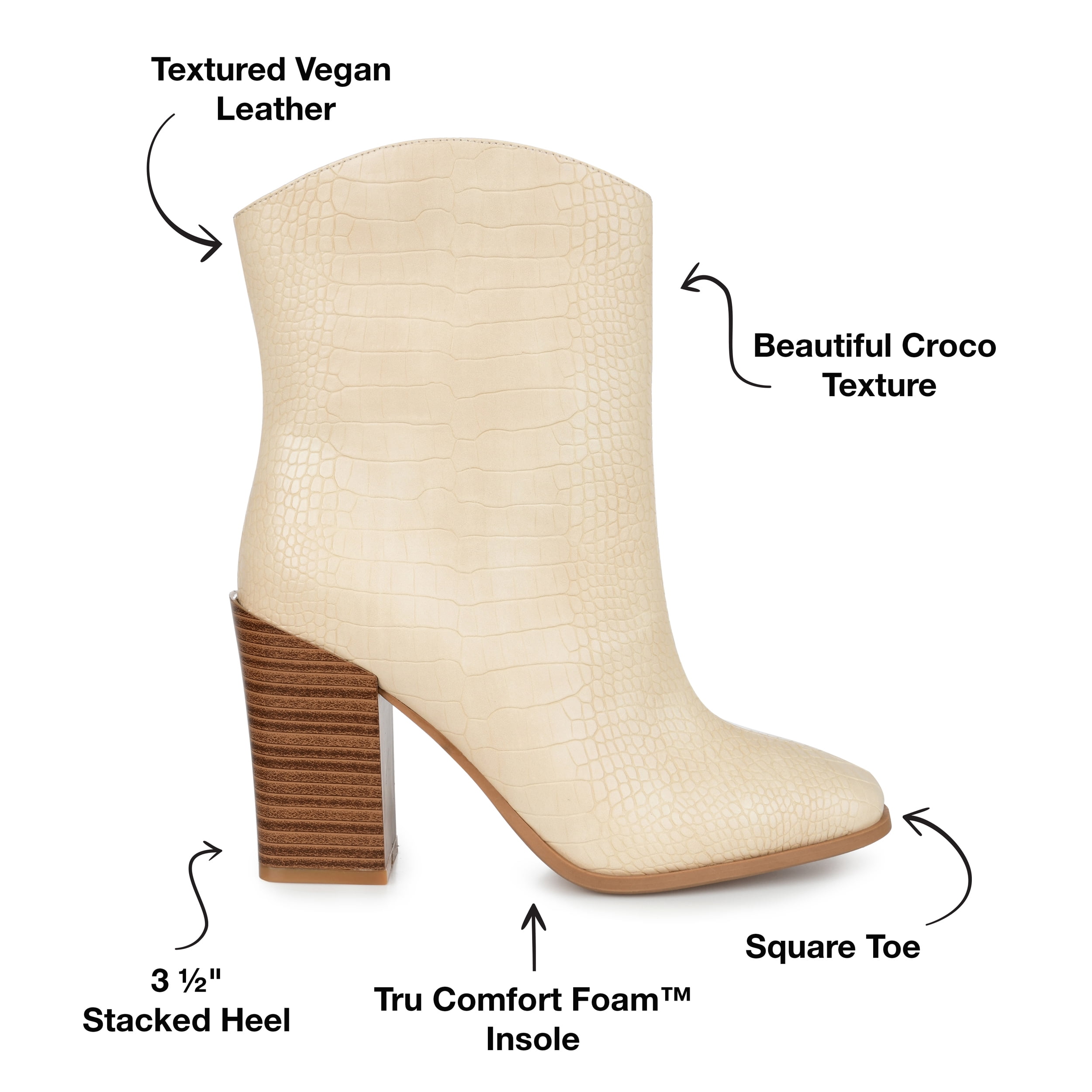 Journee Womens Brekinn Pull On Stacked Heel Booties