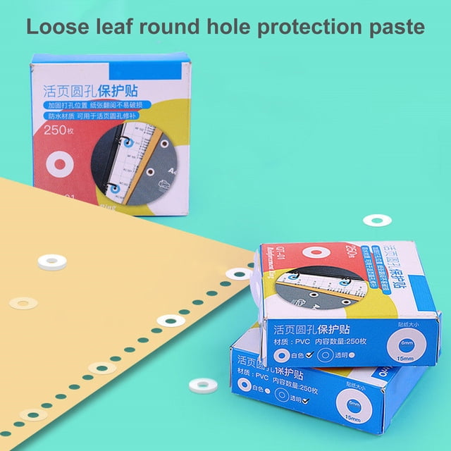 Musbetu 250Pcs Paper Repair Sticker DIY Mini Self-Adhesive Anti-break Loose-Leaf Paper Protector Office Supplies
