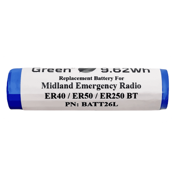 Replacement Battery for Midland Emergency Radio Models ER40 ER50 ER250BT  (PN: BATT26L) 2600mAh.