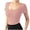 Pink, variant on Fesfesfes Women's Fiting Tops Summer Round-Neck Short Sleeve Sexy Blouse Yoga Tops Integrated Tight Fitting With Chest Pad Corp Tops Fitness Tops 4(S)