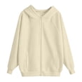 thumbnail image 5 of Piuwrlz Kids Fall Hood Outwear Jackets Girls Plain Zipper Hoodies Pocket Sweatshirts Beige Size 15-16 Years, 5 of 7
