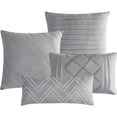 thumbnail image 3 of Sapphire Home Luxury 7 Piece Full/Queen Comforter Set with Shams Cushions, Modern Bright Elegant Artistic Pleated Geometrical Shapes in Light Gray, Bed Cover Bed in a Bag22132V, Queen, 3 of 4