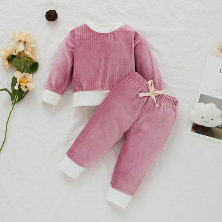 

Leonard Children\ s round Neck Corduroy Long-sleeved Trouser Suit 4Colors