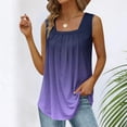 thumbnail image 4 of Camisetas sin mangas para las mujeres 2024 Chaleco de verano Suelto plisado Cuello cuadrado Top sin mangas Dobladillo curvo Suelto Top de mujer de tamaño (Purple, S), 4 of 5