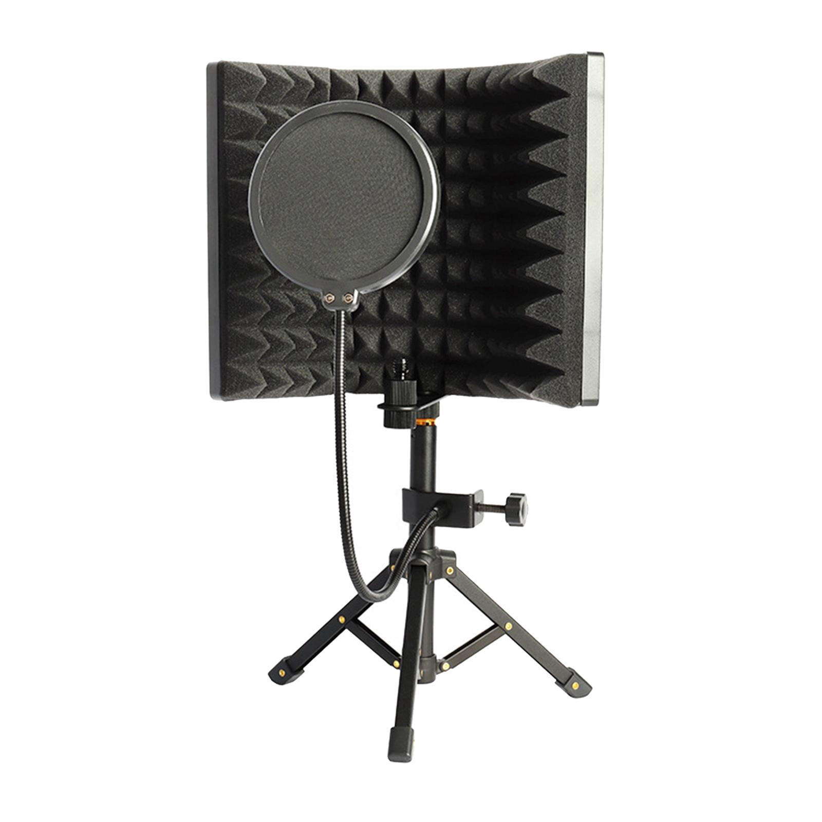 LeeQinersw Microphone Isolation Screen with Stand Mic Sound Dampening Foam Reflector Adjustable Pop Filter for Studio Broadcast Condenser Mic Vocals