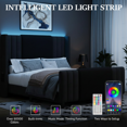 thumbnail image 3 of Queen Upholstered Bed Frame with LED Headboard & Footboard - Noiseless, Easy Assembly Platform Bed for Master Bedroom and Guest Room, Black, 3 of 8