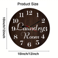 thumbnail image 2 of Kurmntregon Laundry Room Wall Clock Laundry Room Wooden Xmas Winter Christmas Non Ticking Silent Quartz Bedroom Living Room Office Gym Kitchen Bathroom Patio Decor Decorative Clocks Round 12", 2 of 7