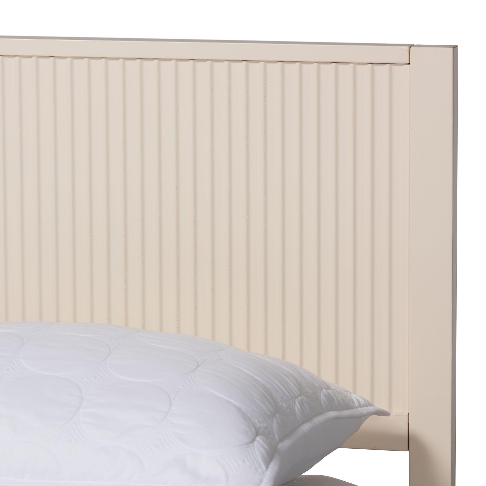 Baxton Studio Primrose Mid-Century Platform Bed, Queen, Ivory