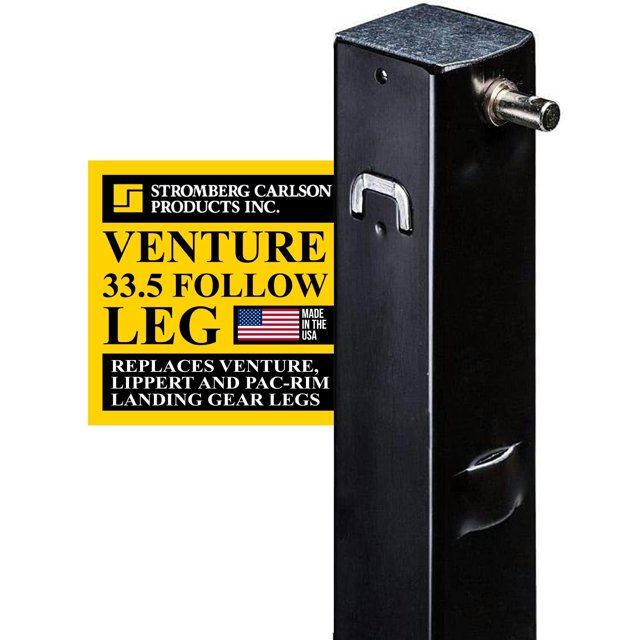 Stromberg Carlson Lg-177201 Venture Follow Leg - Reemplazo De Equipo De Aterrizaje De Quinta Rueda Para Rv Camper Y Remolque - Compatible Con Venture Lippert Y Pac-Rim - Pin Incluido - Pata Negra De 3