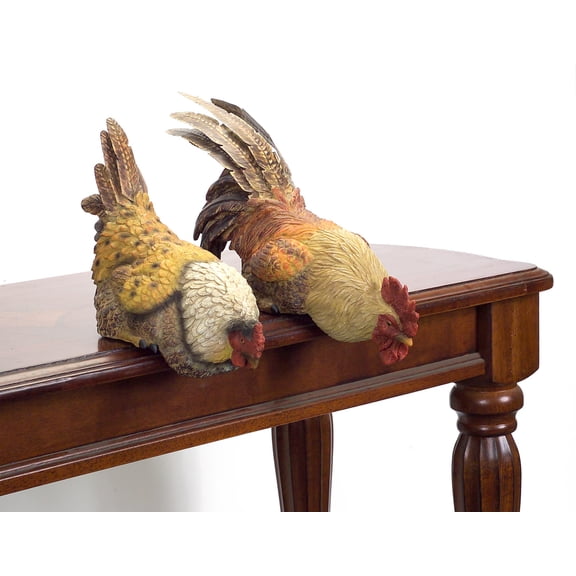 Melrose Set of 2 Country Rustic Hen and Rooster Table or Shelf Sitter 16”