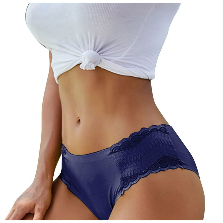 HUPOM Satin Panties Underwear For Women In Clothing High Waist Leisure Tie Seamless  Waistband Blue S 