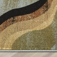 thumbnail image 3 of Hudson Waves Blue Brown Geometric Modern Casual Area Rug Easy to Clean Stain Fade Resistant Shed Free Abstract Contemporary Natural Lines Multi Soft Living Dining Room Rug, 3 of 8