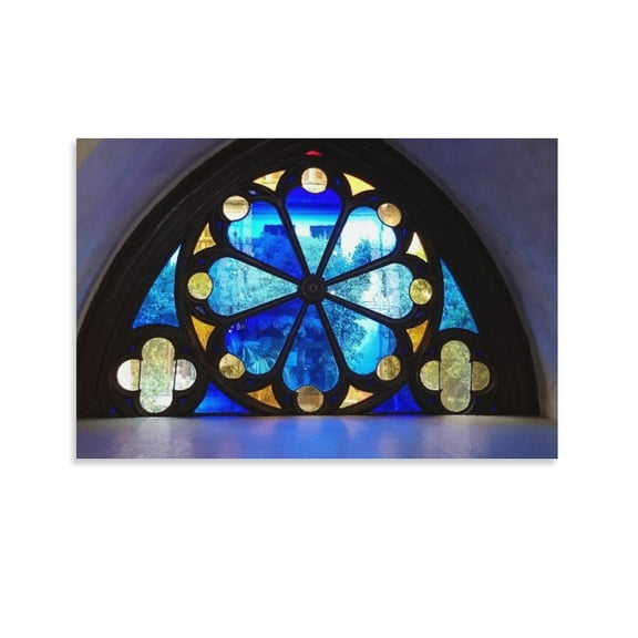 Stained Glass Church Window Poster Decorative Painting Canvas Wall Art Living Room Posters Bedroom Painting,Unframe-style,28×41inch (70×105cm)