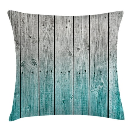 Rustic Throw Pillow Cushion Cover, Wood Panels Background with Digital Tones Effect Country House Art Image, Decorative Square Accent Pillow Case, 16 X 16 Inches, Light Blue and Grey, by (Best Way To Cover Wood Paneling)