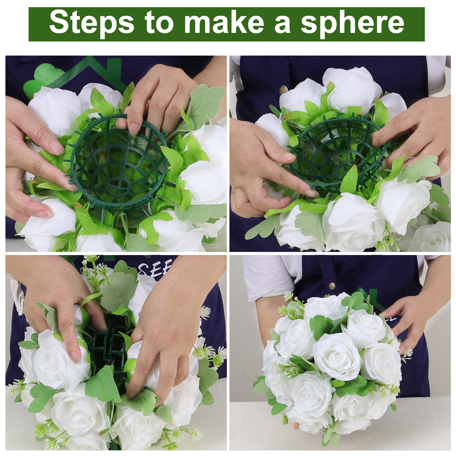 Flower Balls Wedding Rose Centerpieces Artificial Silk Roses Table Arrangement Bouquet 6pcs White Kissing Balls for Parties Valentine's Day Home Decoration