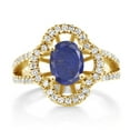 thumbnail image 2 of Gem Stone King 1.77 Ct Oval Blue Lapis 18K Yellow Gold Plated Silver Ring, 2 of 4