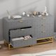 thumbnail image 2 of Gris moderno 3-cajón cómoda de anchura chest con gold metal legs y handles wood almacenamiento organizer para dormitorio sala de estar hallway, 2 of 7