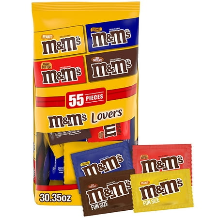 M&Ms Fun Size Chocolate Candy Variety Pack, 55 ct Bulk Bag