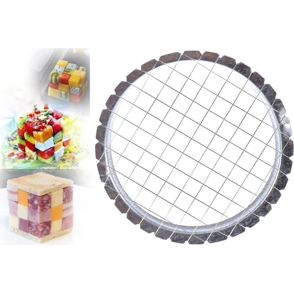 Pekkaxy 2 PACK Egg Chopper Hard Boiled Egg Slicers Fruit Cube Cutter Salads Cutters Tomato Cutter Potato Cutter,Mirror polished hard and durable stainless steel,Cut into squares,Decorate the meal