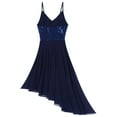 thumbnail image 6 of CHICTRY Womens Lyrical Dance Dress Chiffon Sequins Asymmetric Midi Dress Dancewear, 6 of 7