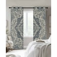 thumbnail image 4 of Beige Blue Boho Blackout Curtains for Bedroom Living Room Darkening Curtains 54 Inch Long Medieval Vintage Ethnic Floral Abstract Short Curtain for Small Window Treatment Grommet Drapes 52"x54"x2, 4 of 9