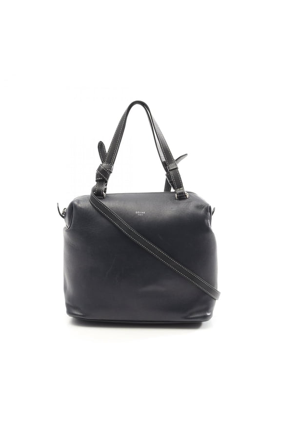 Pre-Owned CELINE Small Soft Cube Shoulder Bag Leather Women's Navy (Good)