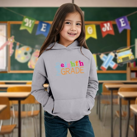 Kids Boys Girls Autumn WInter School Season Eighth Grade Letter Printed Long Sleeve Hoodie Warm And Comfortable Tops Children s Clothing Get That Outta Here Hoodie Thick Cropped Hoodie Hoodies Women