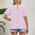 thumbnail image 5 of Oalirro Blouses & Button-Down Shirts Women Blouses and Tops Fashion Women's Round- Neck Broken Flower Short Sleeve Top Pink, 5 of 5