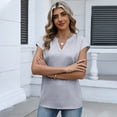 thumbnail image 3 of Satingcolo Womens Shirts Silk Satin Blouses V Neck Summer Shirts Cap Sleeve Business Casual Dressy Spring Summer Clothing Light Gray L, 3 of 4