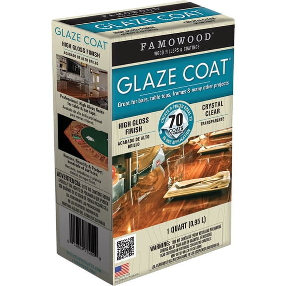 FamoWood 5050080 Glaze Coat Epoxy Kit - 1 Quart, Clear