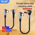 thumbnail image 2 of Cable de carga rápida de doble codo de 66 W, cable USB tipo C portátil corto para iPhone 15, 16, Samsung, Xiaomi, Huawei, banco de energía, 2 of 5