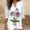 thumbnail image 2 of Shirts for Women Fashion V Neck Long Sleeved Purple Floral Printed Top, 2 of 4