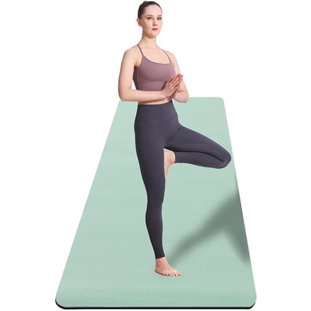 UMINEUX Extra Wide Yoga Mat 1/4  Thickness TPE Yoga Mats Non Slip  Light Green