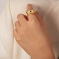 thumbnail image 1 of Anillo de cobre chapado en oro estilo corte retro para mujer | Banda abierta rectangular de circonio | Joyería elegante con estilo | Cómodo grosor de 0,15 pulgadas | 1,7 cm de diámetro | Regalo para, 1 of 7