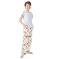 thumbnail image 4 of FORMRS Kids Pajama Pants with Pockets Size 6-8Y Boys Lounge Sleep Bottoms, Orange Floral Blooms, 4 of 8