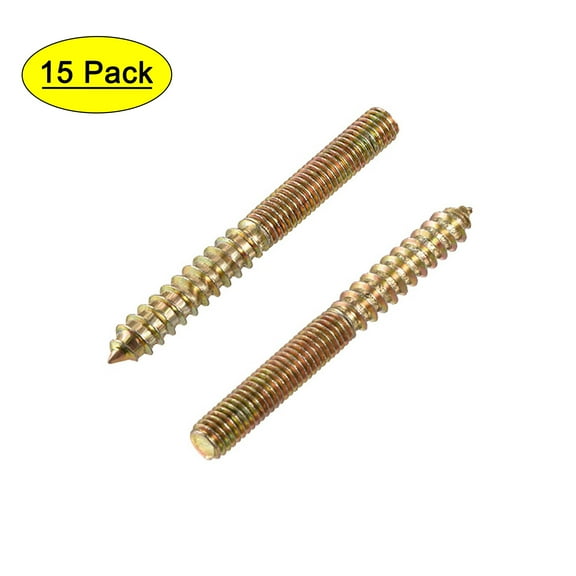 Uxcell M8x75mm Hanger Bolt Carbon Steel Zinc Plated 15 Pack