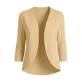 thumbnail image 6 of Women's Lightweight 3/4 Sleeve Bolero Shrug Open Front Cardigan Curved Hem Soft Stretch Cover Up for Evening Dress Wedding Guest, Beige, XL, 6 of 10