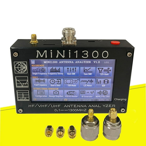 All-New Mini1300 Antenna Analyzer 0.1MHz–1300MHz Vector Network Analyzer with SMA Calibration Kits, Portable Aluminum Shell, HF/VHF/UHF All Bands Coverage