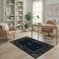 thumbnail image 2 of ODIKA 4'x6' Navy Blue Art Geometric Border Washable Area Rug Vintage Style With Ornate Corner Details And Central Medallion Motifs Stain Resistant, Low Pile, Easy Care for Dorm Room, Small Living, 2 of 7