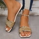 thumbnail image 2 of Bmisegm Women Sandals Fashionable New Pattern Square Toe Open Toe Breathable and Comfortable Non Slip Summer Casual Beach Shoes Womens Sandals Summer Gold 8, 2 of 9