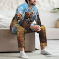thumbnail image 5 of Wukai Snowy Mountain Photography Bear Men's Long-Sleeve Pajama Set - Comfortable Sleepwear with Button-Down Shirt and Pants-Medium, 5 of 6