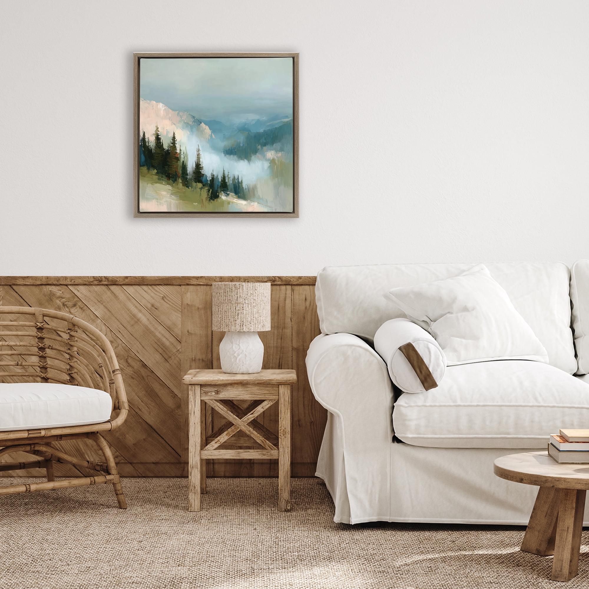 Stupell Industries Mountain Forest Impression Brown Framed Floater Canvas Wall Art, design by Kim Curinga