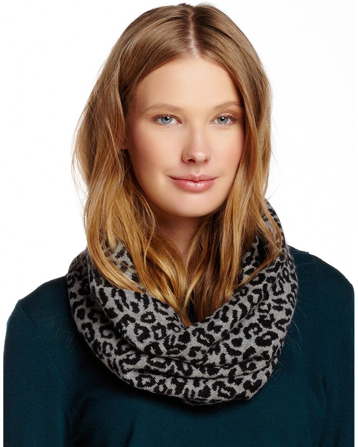 Portolano Womens Leopard Funnel Scarf 