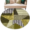 thumbnail image 2 of 5ft Washable Round Rug, Western Texas Star Non-Slip Circle Area Rug for Living Room Bedroom, Black White Buffalo Check Leopard Green Indoor Floor Mat for Home Decor, 2 of 9